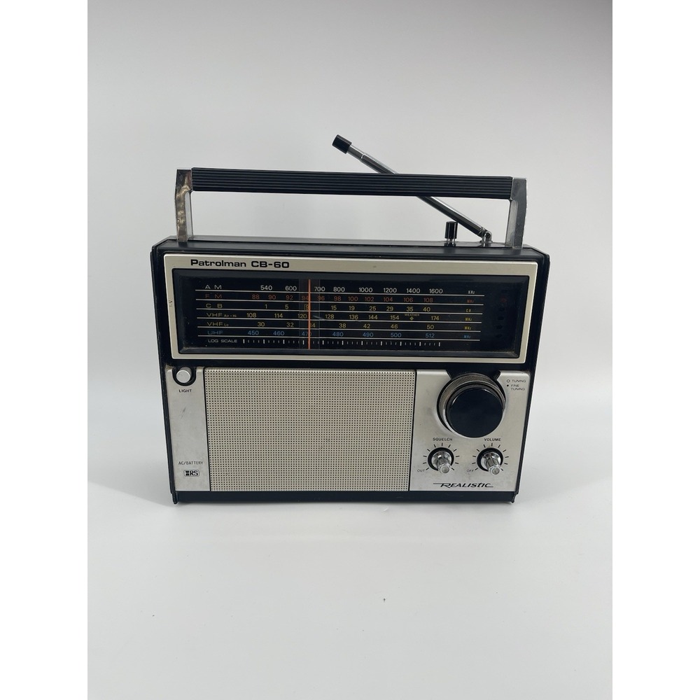 Vintage Realistic Patrolman CB-60 Radio AM FM CB VHF UHF AC/Battery (Tested).